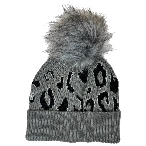 NWT BCBGeneration Grey Leopard Print Beanie - Picture 1 of 3